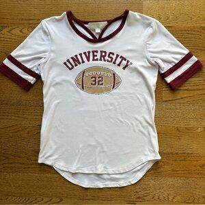No Comment Girls Short sleeve t-shirt Size L 14 white maroon piping football